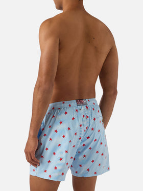 Bañador corto Light blue Lighting Micro Stretch con estampado integral Starfish Stripes 