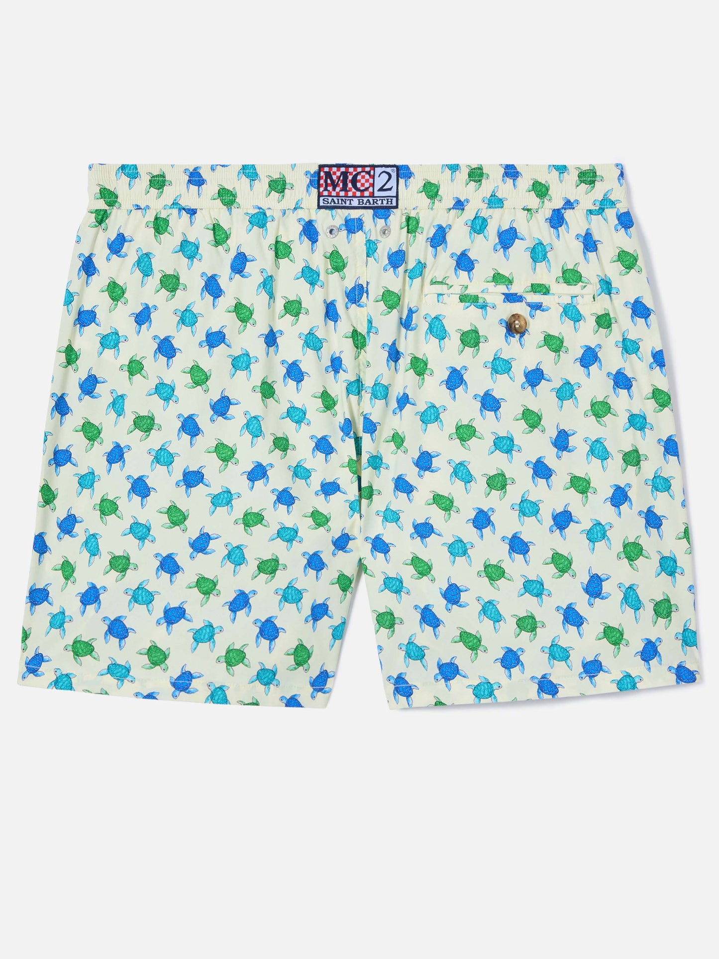 White Lighting Micro swim shorts with all-over turtle print