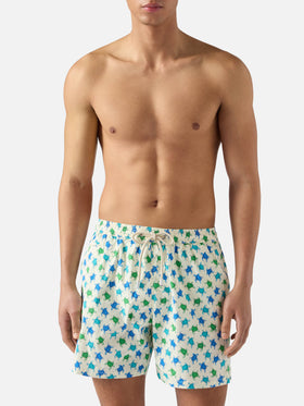 White Lighting Micro swim shorts with all-over turtle print