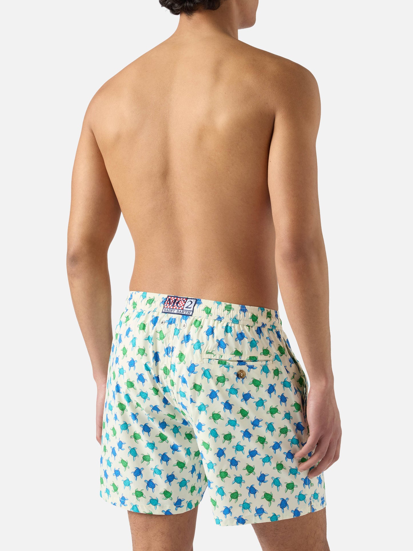 White Lighting Micro swim shorts with all-over turtle print
