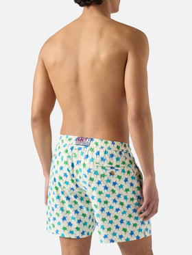 White Lighting Micro swim shorts with all-over turtle print