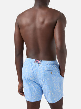 Light blue Lighting Micro swim shorts with tropical print