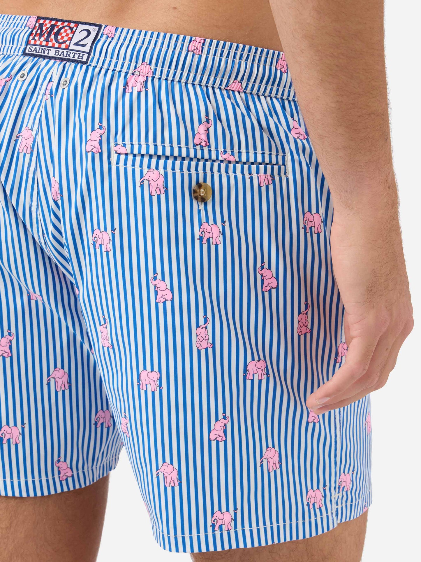 Badehose Navy Lighting Micro mit Elefanten-Allover-Print 
