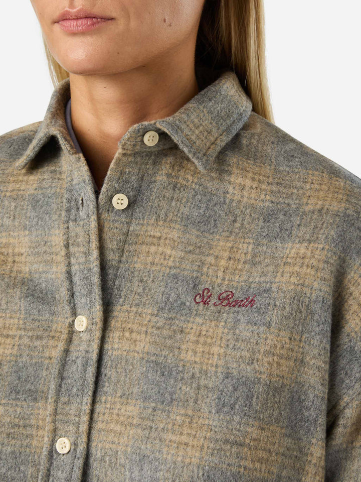 Camicia Lully in flanella di misto lana con ricamo Snoopy | Special edition