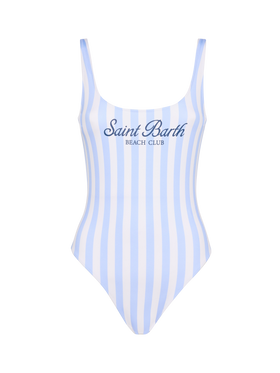 Lora scoopback one-piece swimsuit with striped print - MC2 Saint Barth