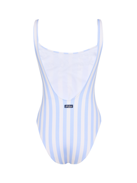 Lora scoopback one-piece swimsuit with striped print - MC2 Saint Barth