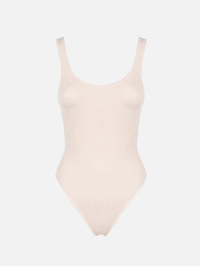 Beigefarbener Crinkle-Badeanzug für Damen Lora