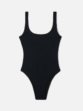 Maillot de bain une pièce Lora en tissu crinkle noir 