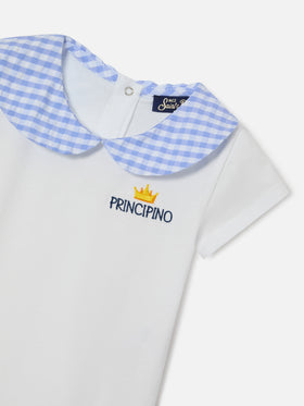 Lou organic cotton bodysuit with Principino embroidery