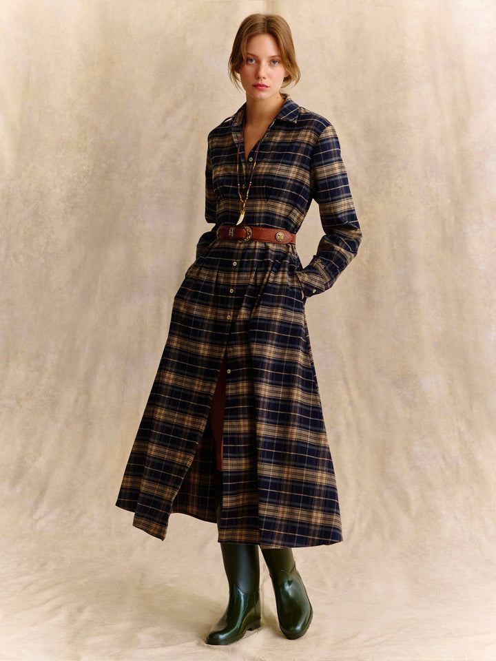 Chemisier lungo Alys in flanella con motivo tartan