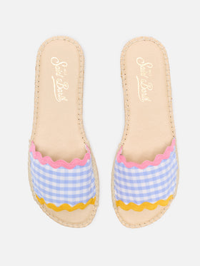 Luz Damen-Sandalen zum Hineinschlüpfen mit Vichy-Karomuster