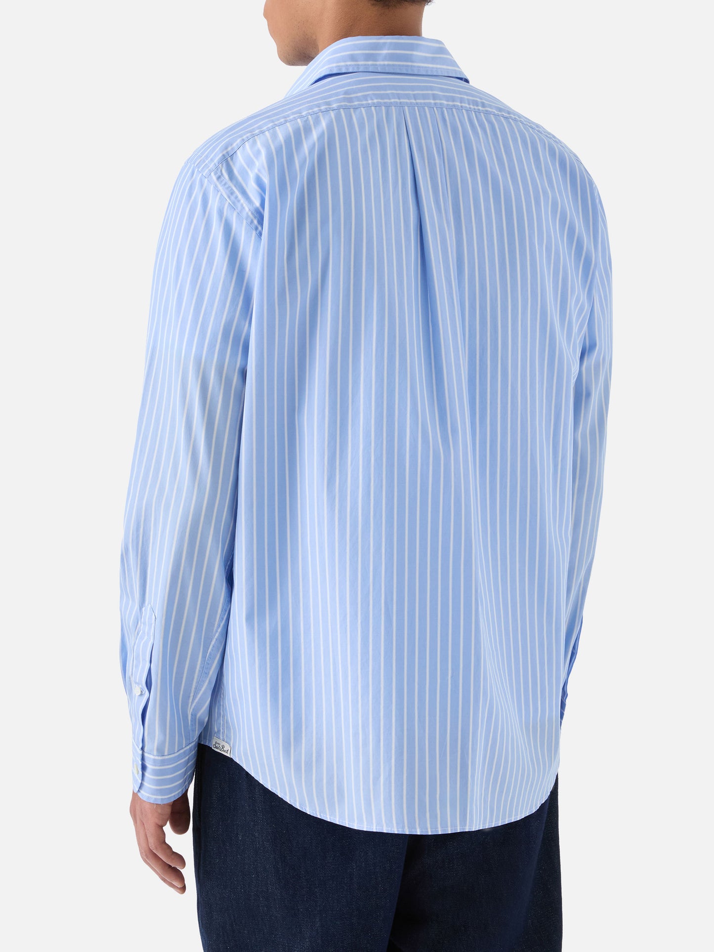 Light blue striped Levanzo shirt in pure cotton