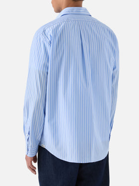Light blue striped Levanzo shirt in pure cotton