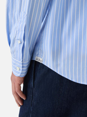 Light blue striped Levanzo shirt in pure cotton