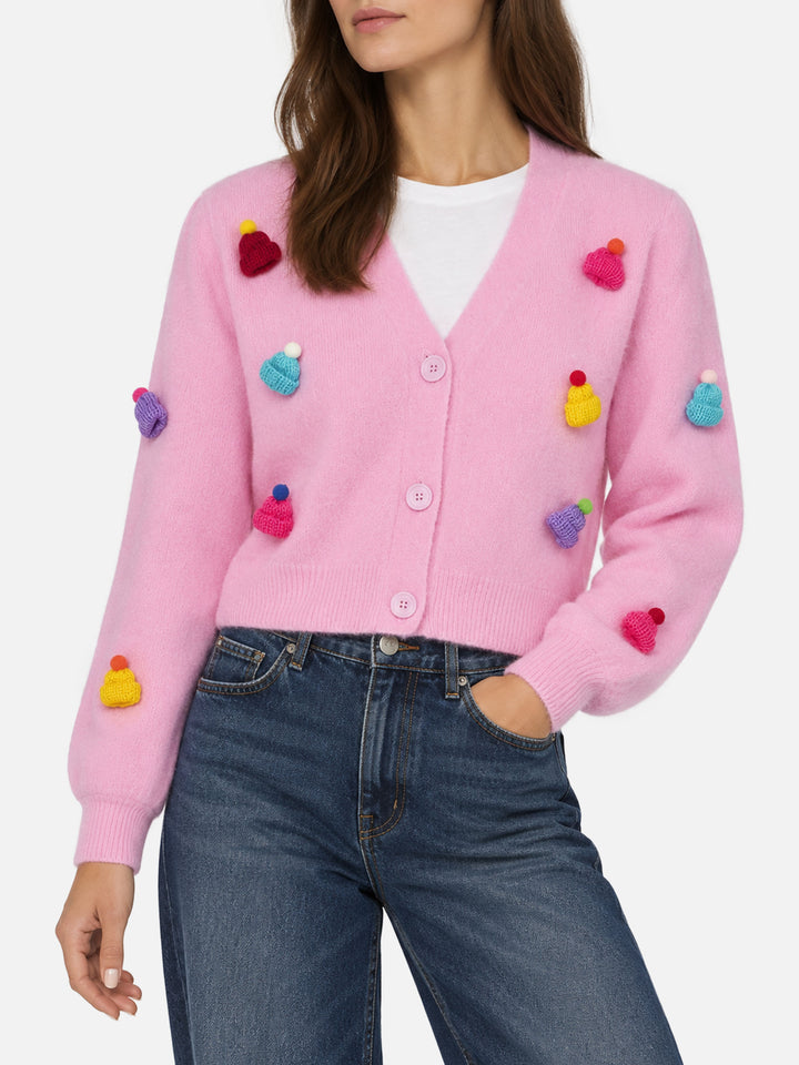 Lyza Soft cardigan court avec cœurs au crochet 