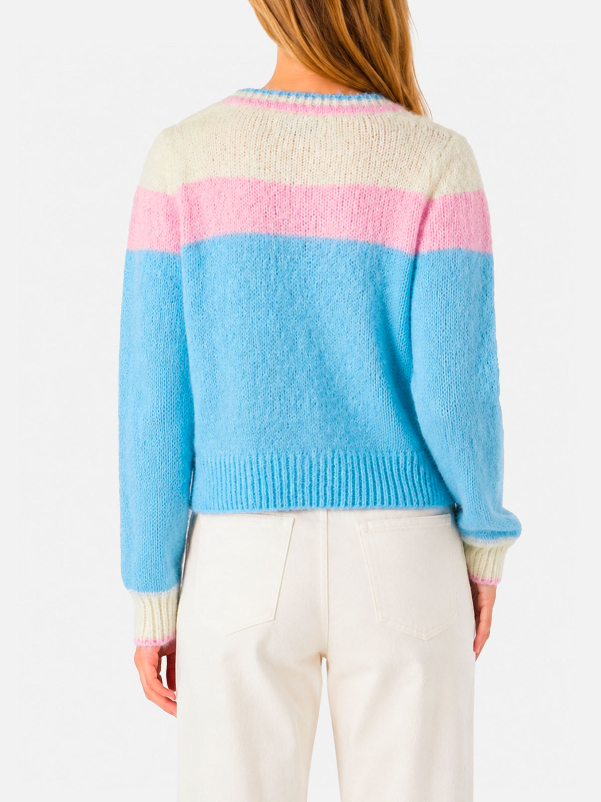 Cardigan crop in maglia garzata con maniche a sbuffo