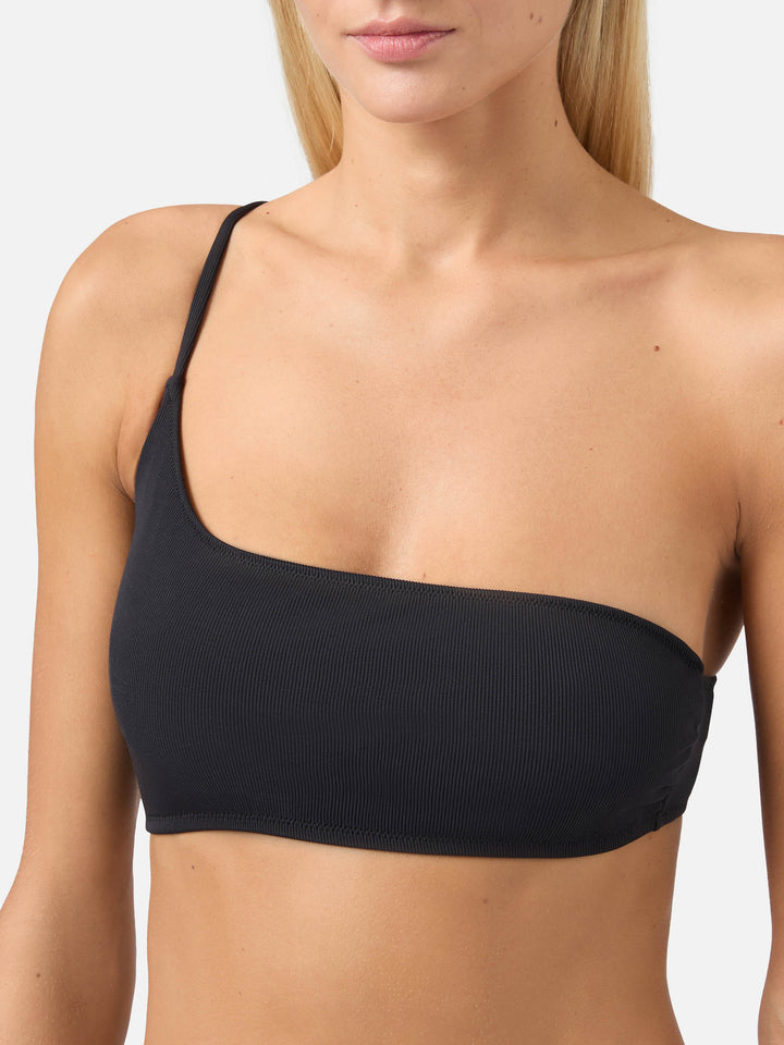 One shoulder bralette bikini Macy Naomi in ribbed black