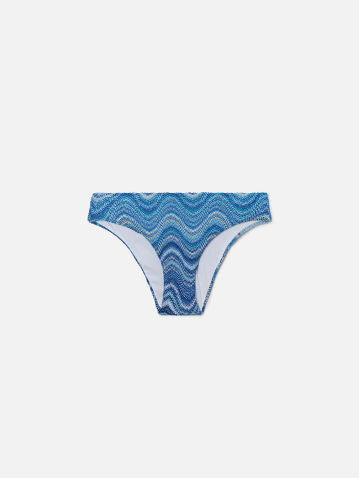 Madame raschel swim briefs with wave motif in shades of blue