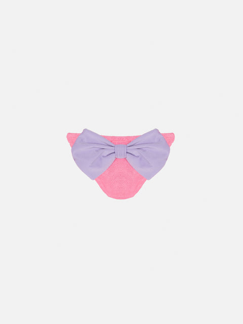 Madame pink crinkle swim briefs with bow - MC2 Saint Barth