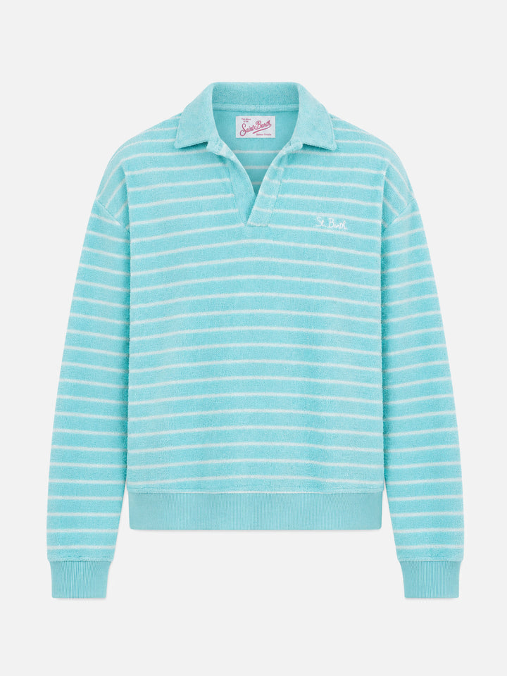 Sudadera a rayas de rizo azul claro Magda 