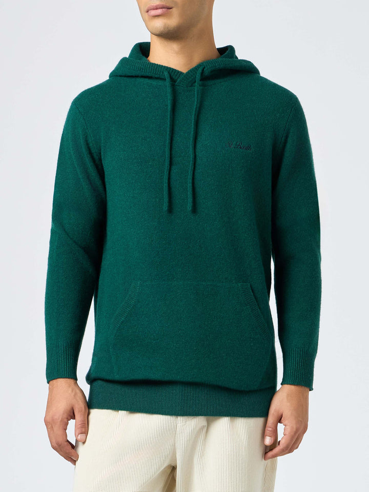 Man British green lambswool hooded sweater Mahony - MC2 Saint Barth