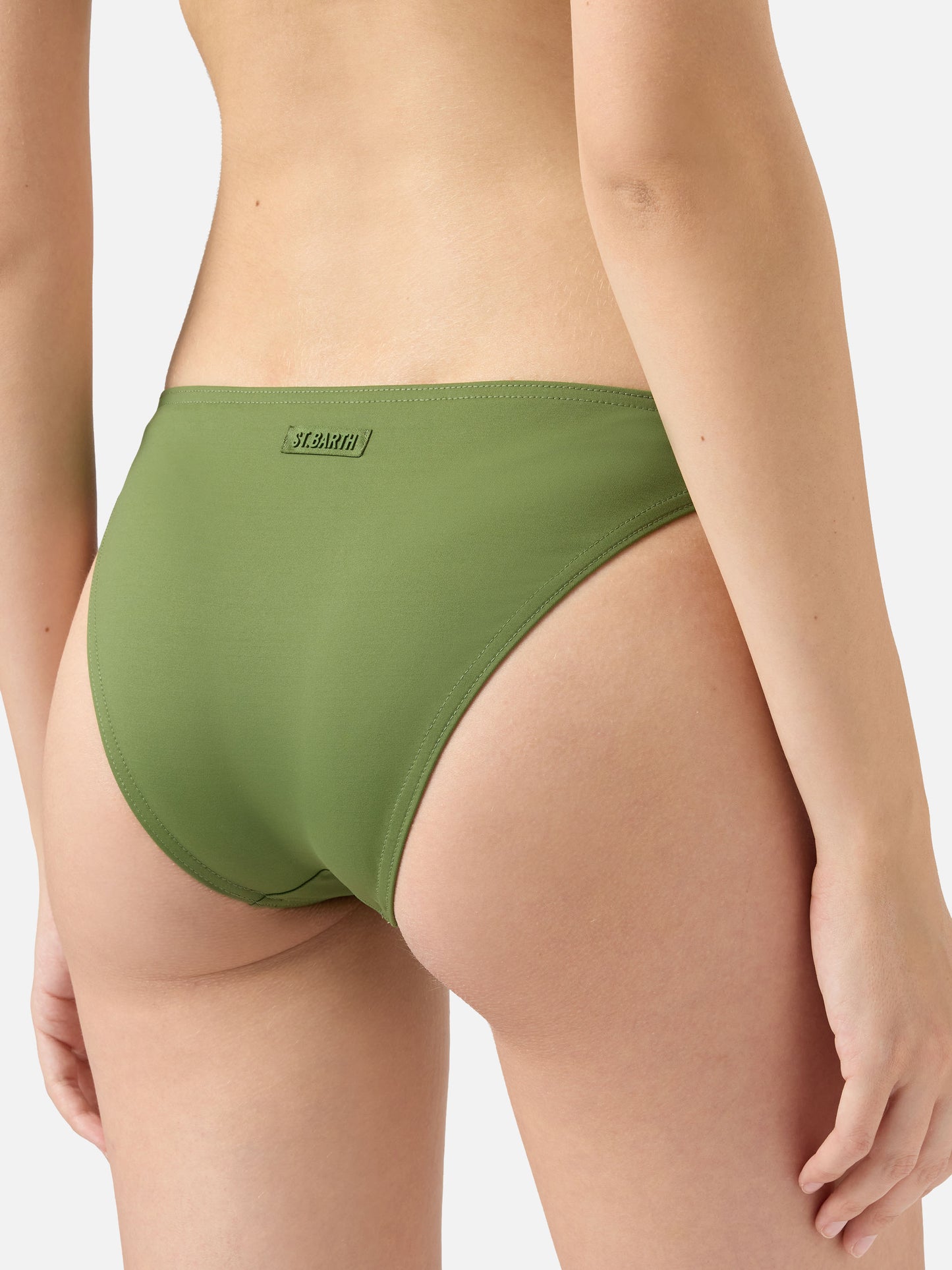 Maia high-waist military green swim briefs