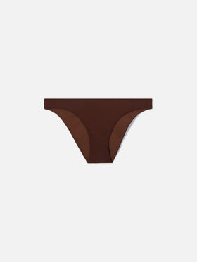 Klassische Bikinihose Maia aus braunem Stretchgewebe 
