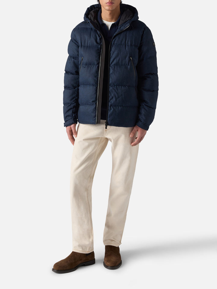Marineblaue Steppjacke aus Flanell mit Kapuze für Herren von Maier