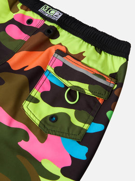 Long swim shorts Malibu Jr with camouflage print