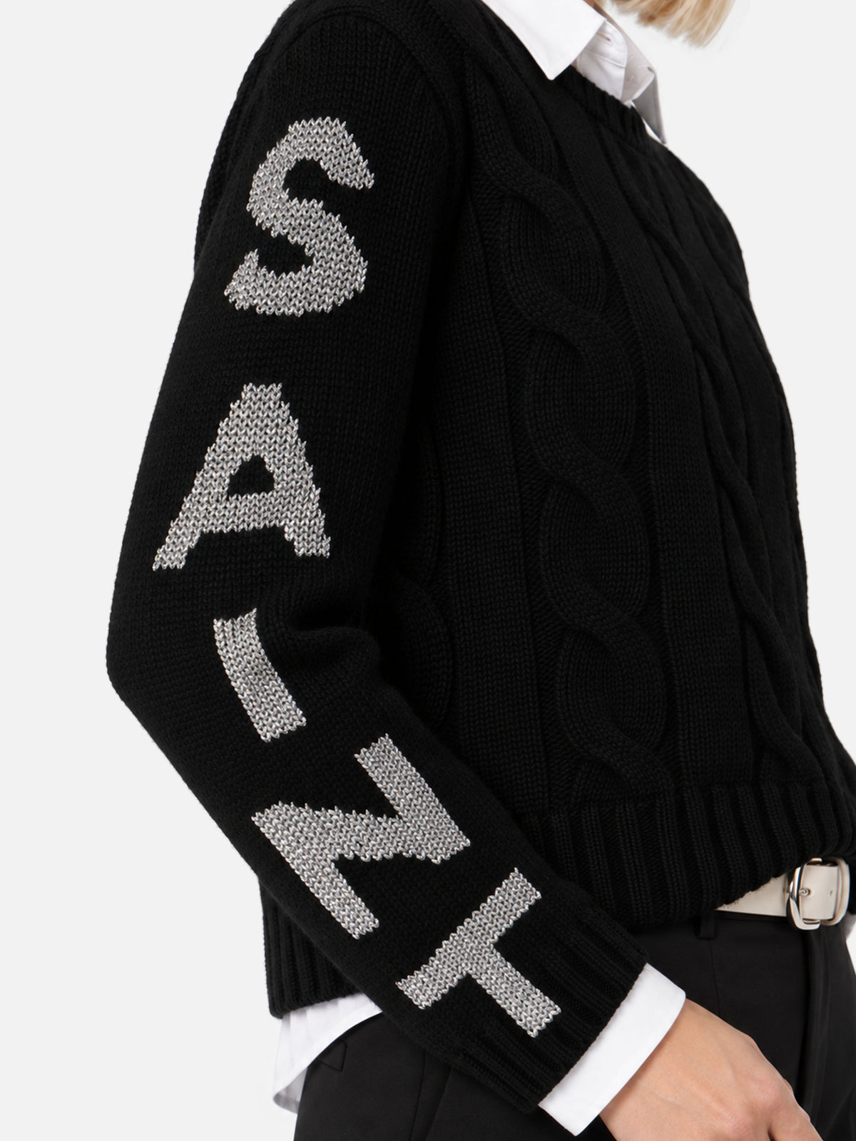 Maglia Malmo in filato misto nero con logo lurex