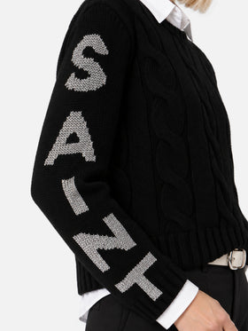 Maglia Malmo in filato misto nero con logo lurex