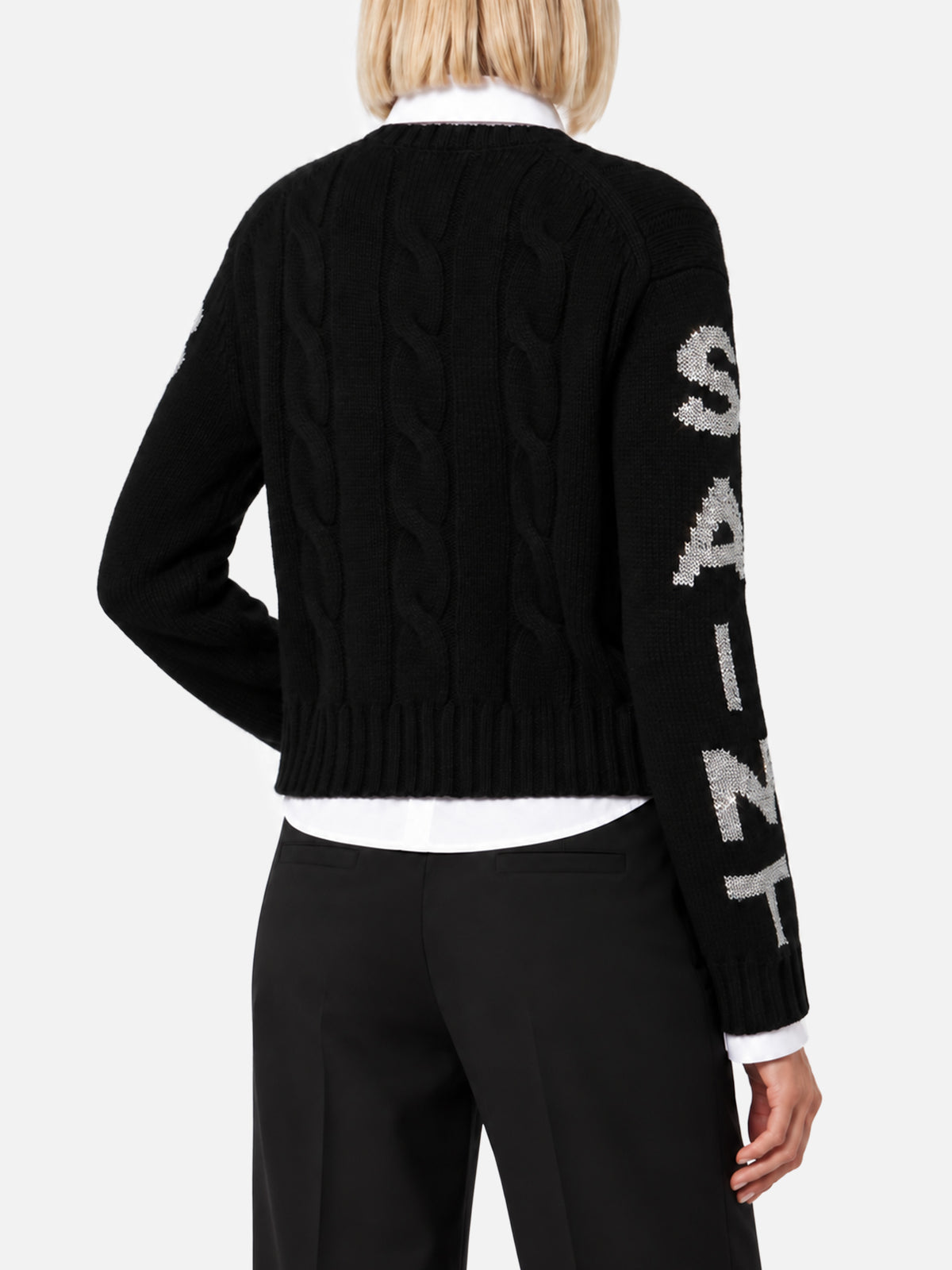 Maglia Malmo in filato misto nero con logo lurex
