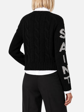 Maglia Malmo in filato misto nero con logo lurex