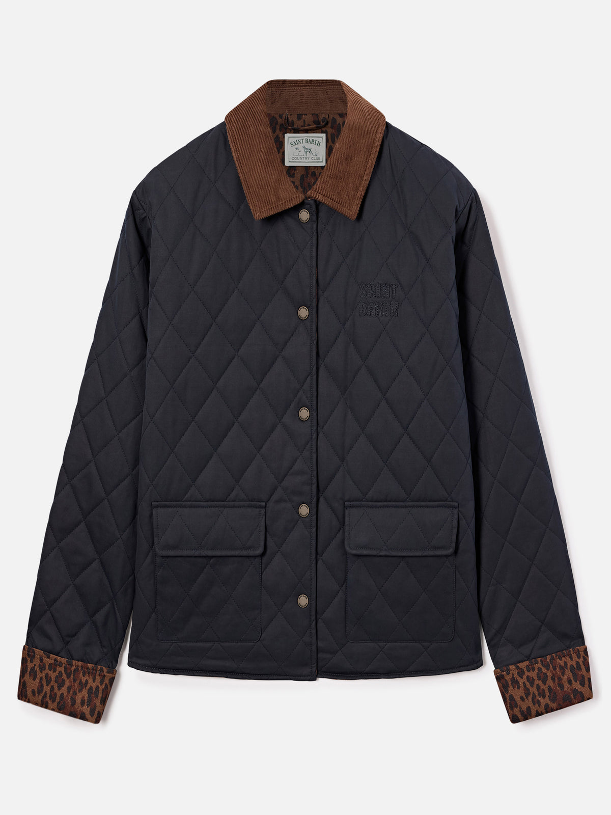 Chaqueta acolchada encerada Margaux en mezcla de algodón Navy blue 