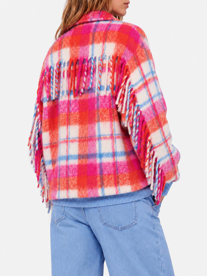 Sobrecamisa chaqueta Marceline tartan con flecos 