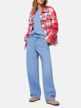 Marceline tartan overshirt jacket with fringes