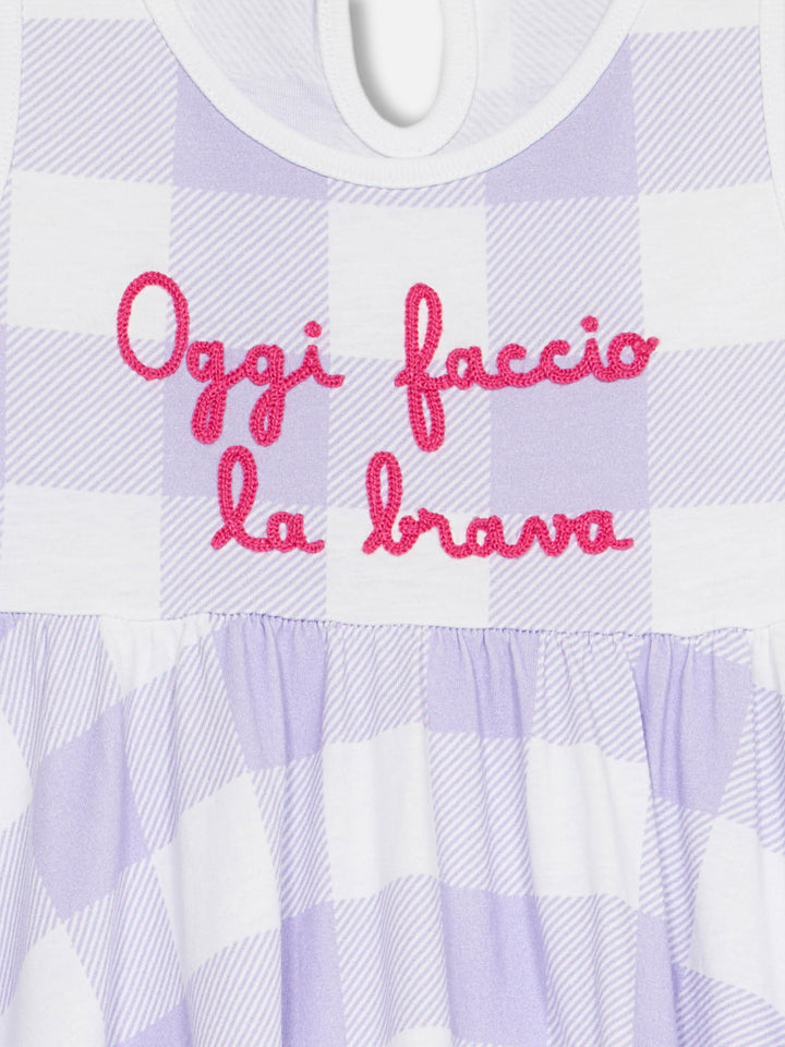 Girl cotton dress Masha with print and "Oggi faccio la Brava" embroidery - MC2 Saint Barth