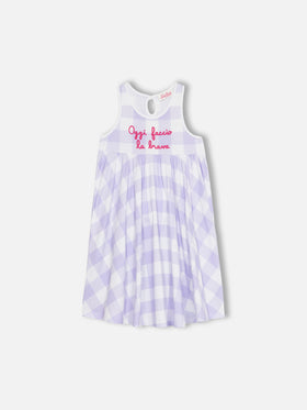 Girl cotton dress Masha with print and "Oggi faccio la Brava" embroidery - MC2 Saint Barth