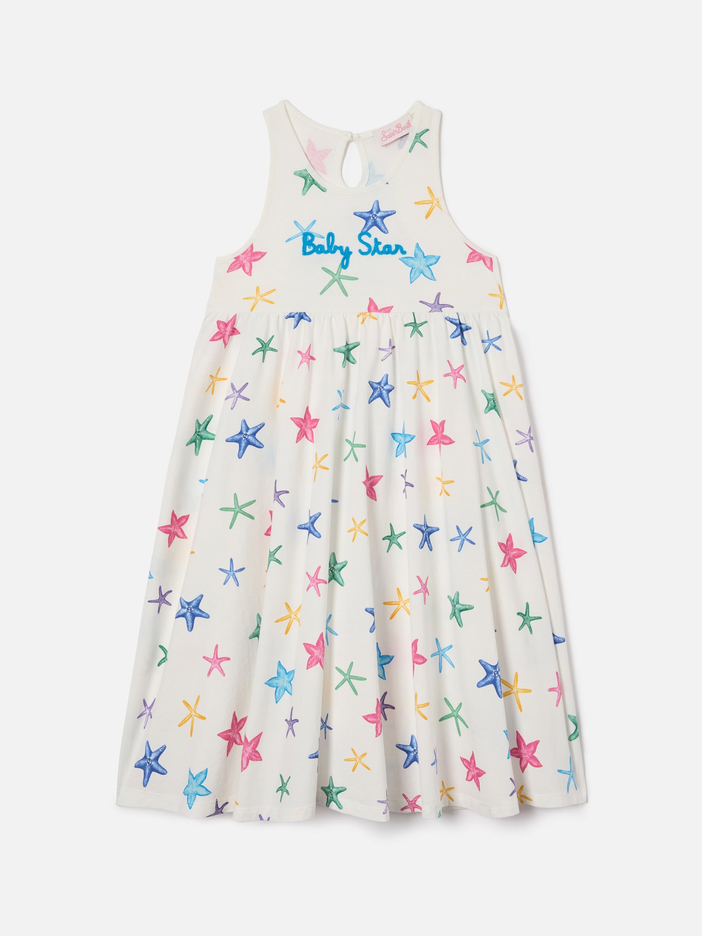 Vestido Masha de algodón orgánico puro con estampado integral de estrellas de mar 
