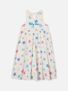 Vestido Masha de algodón orgánico puro con estampado integral de estrellas de mar 