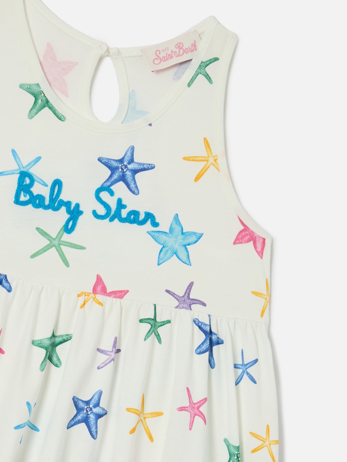 Vestido Masha de algodón orgánico puro con estampado integral de estrellas de mar 