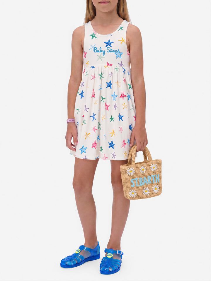 Vestido Masha de algodón orgánico puro con estampado integral de estrellas de mar 