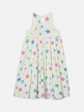 Vestido Masha de algodón orgánico puro con estampado integral de estrellas de mar 