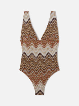 Maillot de bain une-pièce Mavi en tissu raschel dégradé marron 