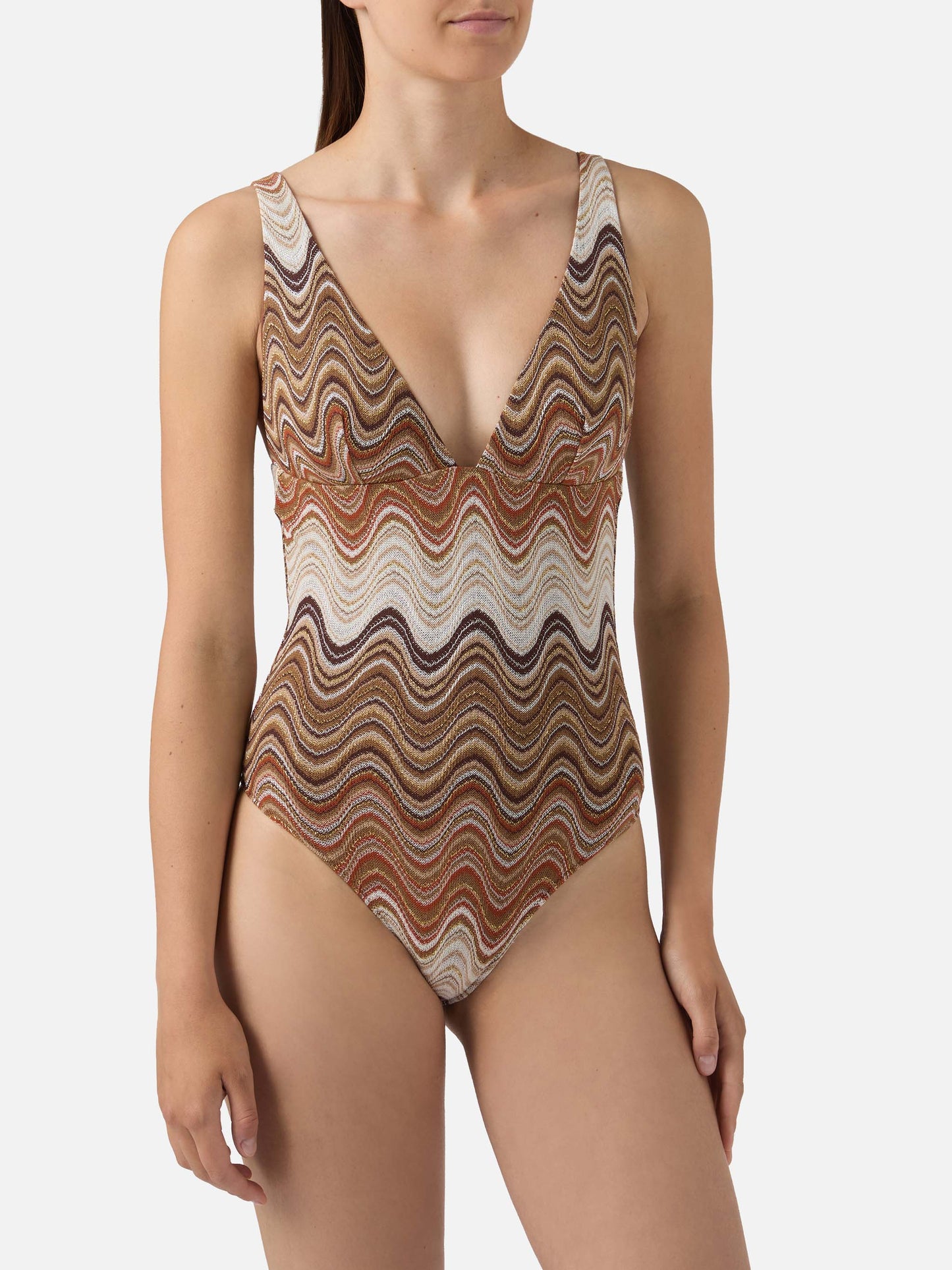 Maillot de bain une-pièce Mavi en tissu raschel dégradé marron 