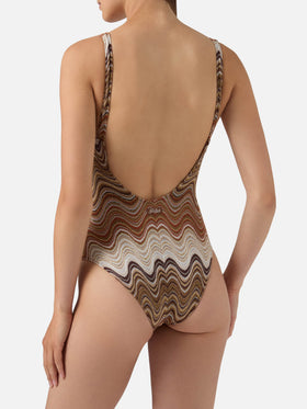 Maillot de bain une-pièce Mavi en tissu raschel dégradé marron 