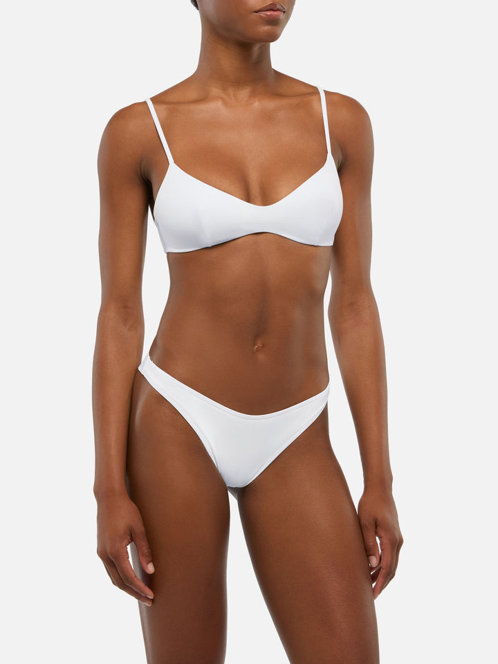 Naomi light blue cheeky swim briefs - May white scoop bralette top