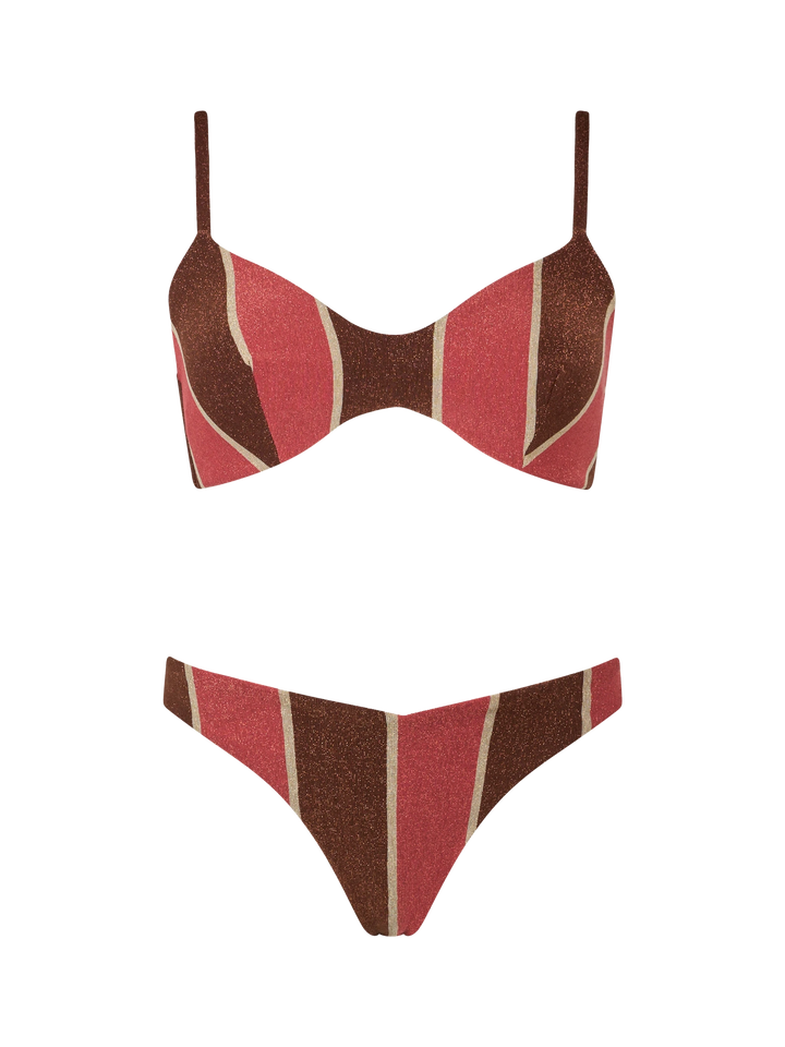 Woman striped lurex scoop bralette bikini May Romy - MC2 Saint Barth
