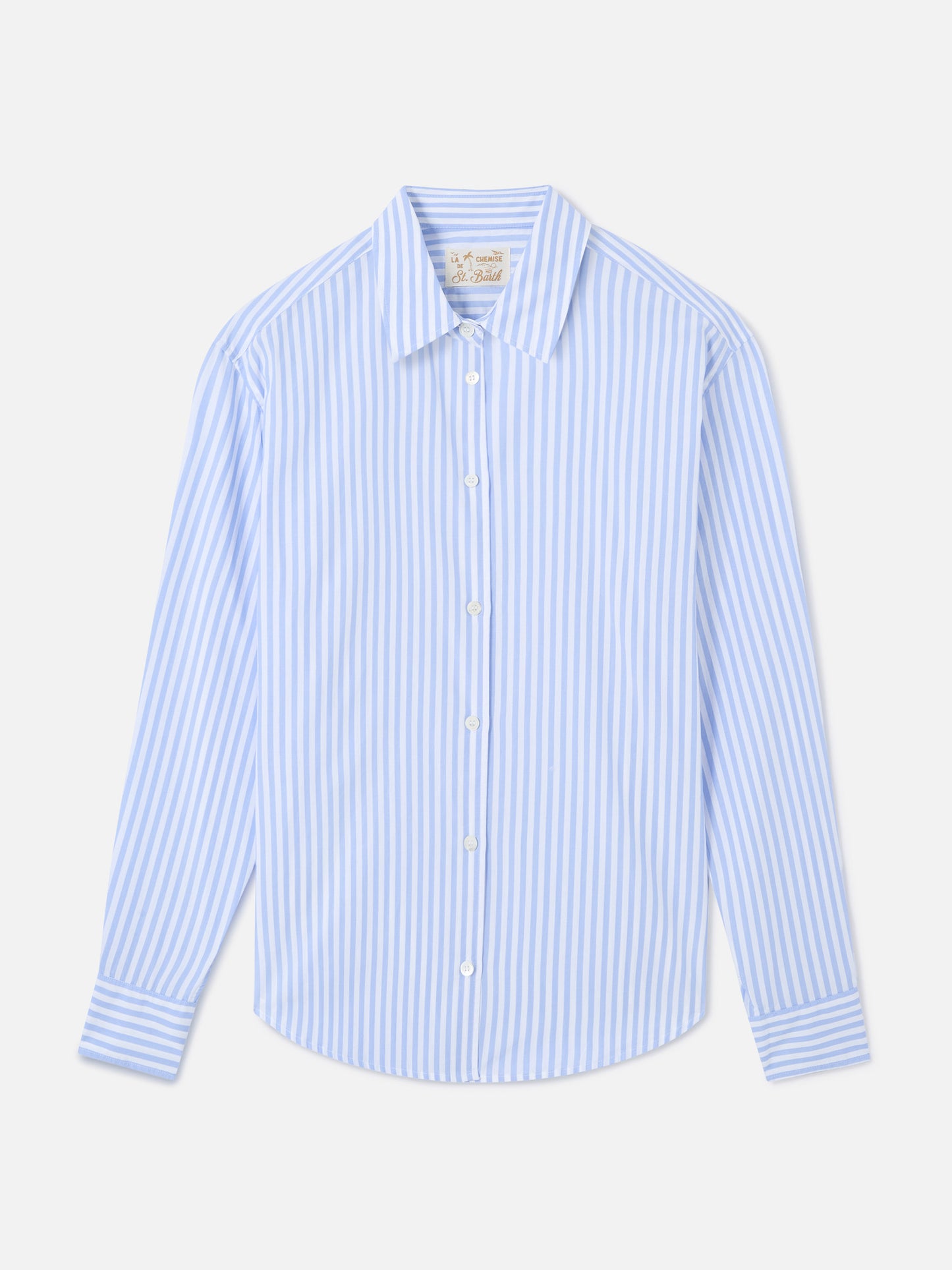 Camisa Meredith de algodón con rayas azules y bordado Saint Barth 