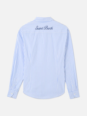 Camisa Meredith de algodón con rayas azules y bordado Saint Barth 